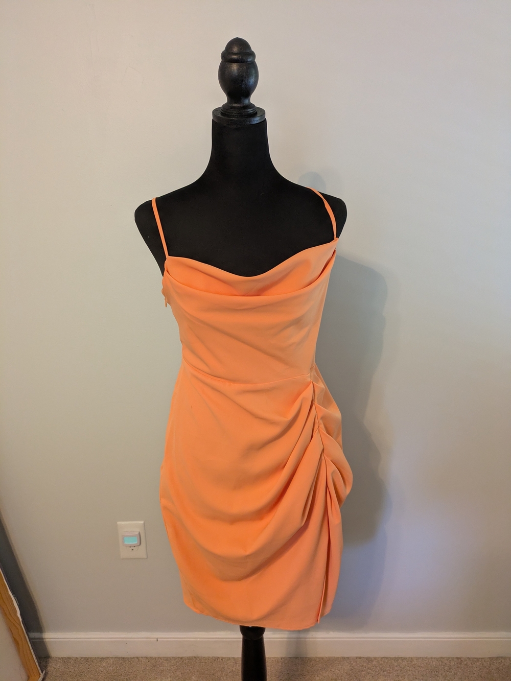 NWT BCBGeneration Cowl Neck Spaghetti Strap Mini Dress Size S Side Ruche